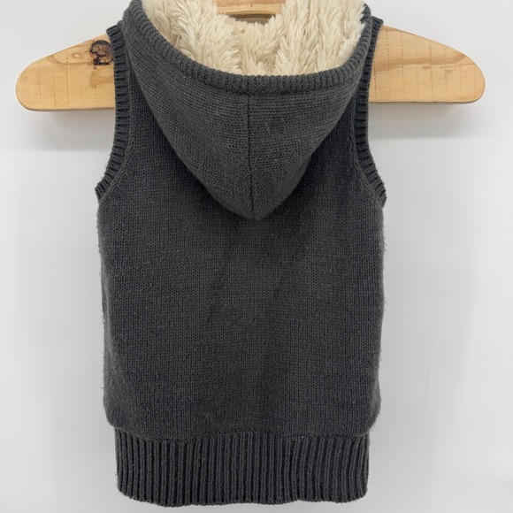 Y2K Aeropostale Womens Gray Fair Isle Snowflake Sherpa Lined Cozy Hooded Vest Lg - Picture 6 of 13